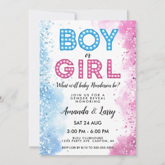 Bericht über das Geschlecht von Jungen oder Mädche Einladung (Vorderseite)