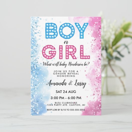 Bericht über das Geschlecht von Jungen oder Mädche Einladung (Stehend Vorderseite)