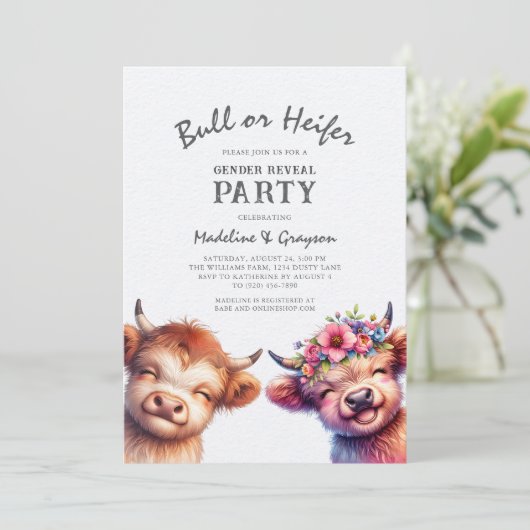 Bericht über das Muttergeschlecht der Highland Cow Einladung (Stehend Vorderseite)