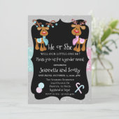 Bericht über das Rentier Weihnachtsgeschlecht Einladung (Stehend Vorderseite)