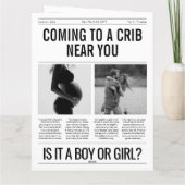 Bericht über die Schwangerschaft in der Zeitung Karte (Rückseite)