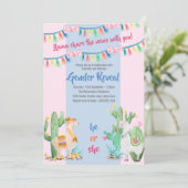 Bericht über Lama und Kaktus Rosa und Blaues Gesch Einladung (Stehend Vorderseite)