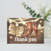 Bericht über Stiefel oder Bows Gender Danke Karte (Stehend Vorderseite)