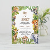 Bericht über wild lebende, tropische Safari-Tiere Einladung (Stehend Vorderseite)