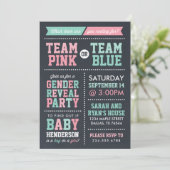 Bericht zu Team Pink oder Team Blue Chalkboard Gen Einladung (Stehend Vorderseite)