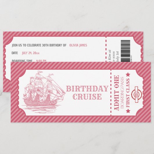 Berichtigbare Geburtstagsreise Boarding Einladung (Vorne/Hinten)