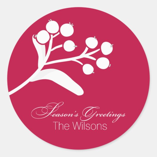 Beries and Branches Holiday wünscht Aufkleber (Vorderseite)