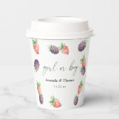 Beries Gender Reveal. Mädchen oder Junge Pappbecher (Rückseite)