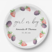 Beries Gender Reveal. Mädchen oder Junge Pappteller (Vorderseite)