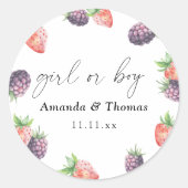 Beries Gender Reveal. Mädchen oder Junge Runder Aufkleber (Vorderseite)