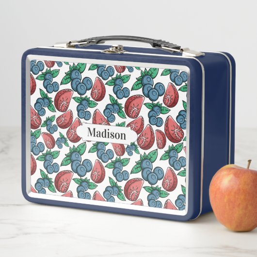Beries Pattern individuelle Name Lunch Boxen (Beispiel)