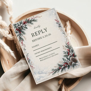 Berieselte Immergrüne Beeren Winter-Sophistikation RSVP Karte