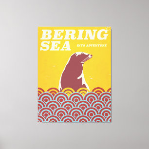 Beringmeer Vintage-Poster im Stil der 1970er Jahre Leinwanddruck