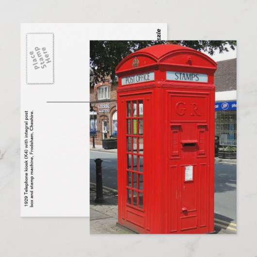 Beritish telephone box postkarte (Vorne/Hinten)