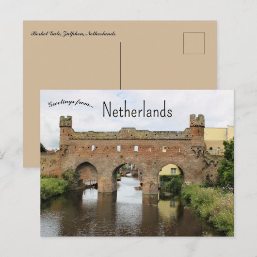 Berkel Gate Zutphen Netherlands Postkarte (Vorne/Hinten)