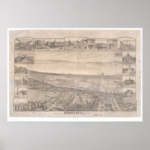 Berkeley, CA. Panoramakarte 1891 (0099A) - Unruhen Poster