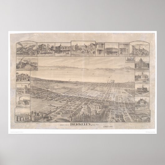 Berkeley, CA. Panoramakarte 1891 (0099A) - Unruhen Poster (Vorne)