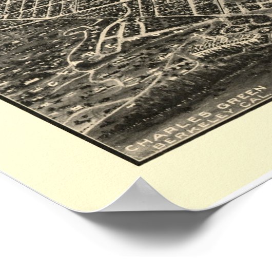 Berkeley, CA Panoramic Map - 1909 Poster (Ecke)