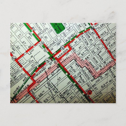 Berkeley, CA Vintag Map Postkarte (Vorderseite)