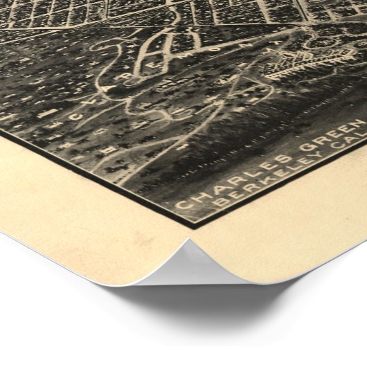 Berkeley California 1909 Antike Panoramakarte Poster (Ecke)