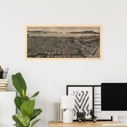 Berkeley California 1909 Antike Panoramakarte Poster (Heimbüro)