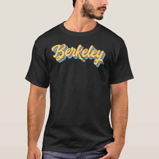 Berkeley California Ca Varsity Style Amber Text T-Shirt (Vorderseite)