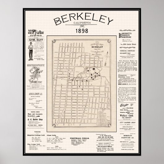 Berkeley Karte 1898 Poster (Vorne)