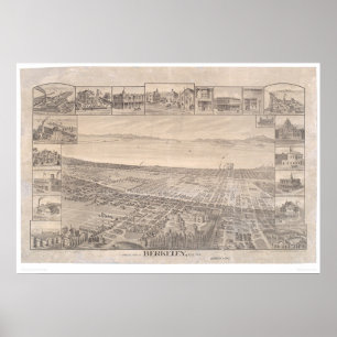 Berkeley, panoramische Karte 1891 (0099A) CA - Poster