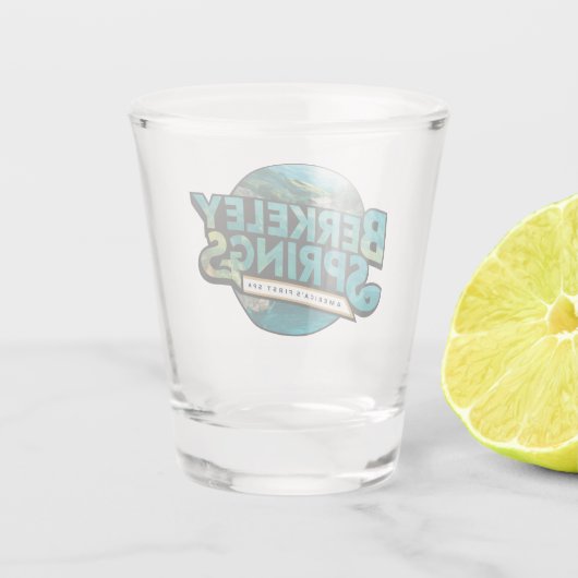 Berkeley Springs Illustration Travel Logo Schnapsglas (Rückseite)