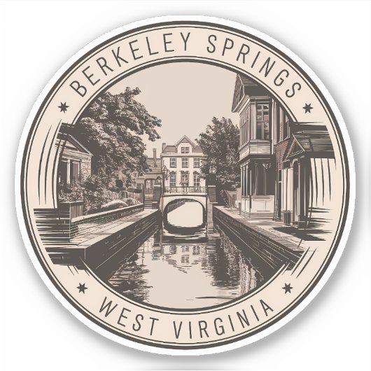 Berkeley Springs West Virginia Illustration Abzeic Aufkleber (Vorderseite)