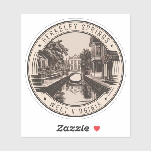 Berkeley Springs West Virginia Illustration Abzeic Aufkleber (Blatt)
