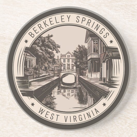 Berkeley Springs West Virginia Illustration Abzeic Getränkeuntersetzer (Vorne)