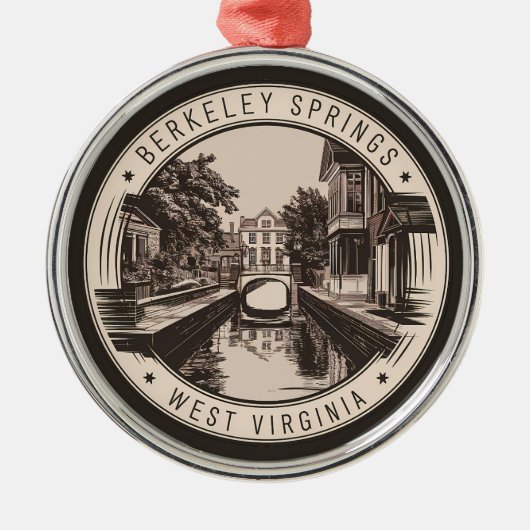 Berkeley Springs West Virginia Illustration Abzeic Ornament Aus Metall (Vorne)