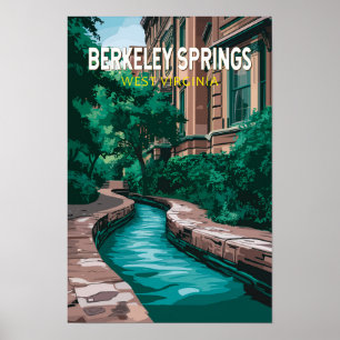 Berkeley Springs West Virginia Illustration Reise Poster