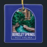 Berkeley Springs West Virginia Illustration Travel Keramikornament<br><div class="desc">Berkeley Springs retro Vektor Reise Design. Die Berkeley Springs,  eingebettet in die West Virginia-Berge,  hat Besucher zu ihren natürlichen heißen Quellen und ihrer einzigartigen künstlerischen Kultur angezogen.</div>