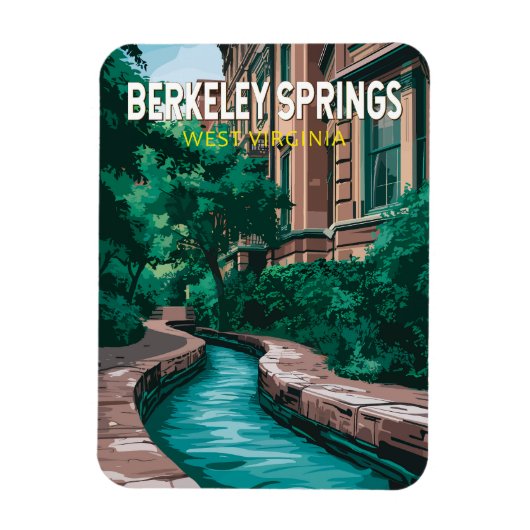 Berkeley Springs West Virginia Illustration Travel Magnet (Vertikal)
