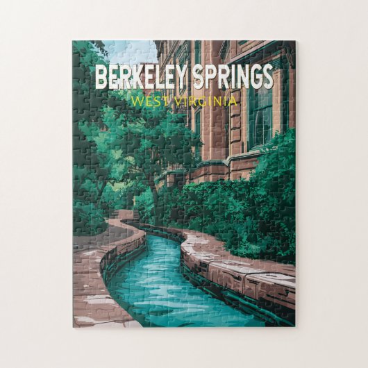 Berkeley Springs West Virginia Illustration Travel Puzzle (Vertikal)