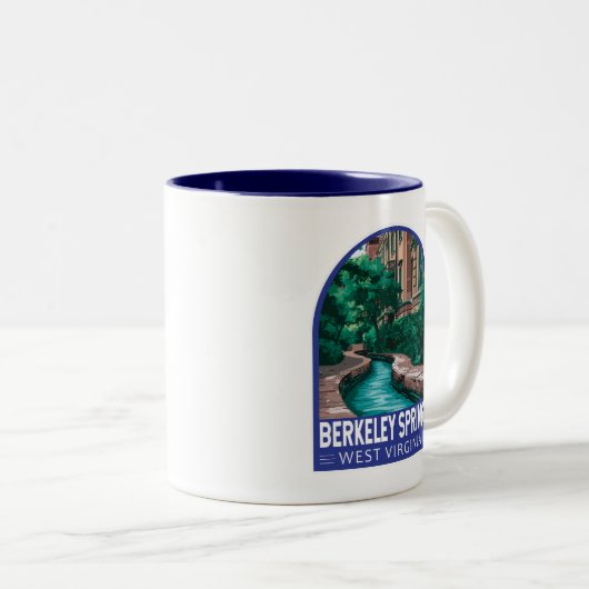 Berkeley Springs West Virginia Illustration Travel Zweifarbige Tasse (VorderseiteRechts)