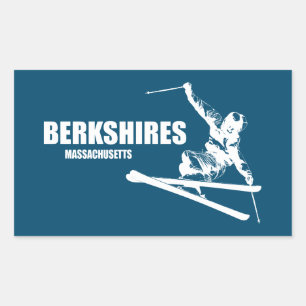 Berkshires Massachusetts Skier Rechteckiger Aufkleber