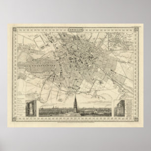 Berlin 1850 Karte, Historische Deutsche Stadtillus Poster