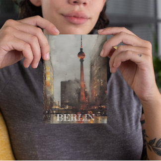 Berlin Alexanderplatz Illustration Postkarte