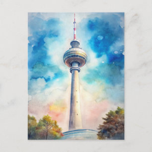 Berlin Alexanderplatz Tower Watercolor Postkarte