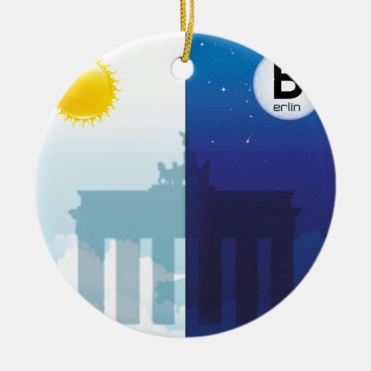 Berlin bei Tag und Nacht - Brandenburger Tor Rundes Keramik Ornament