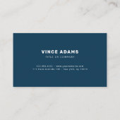 Berlin Blue White | Einfache moderne Minimalmonogr Visitenkarte (Rückseite)