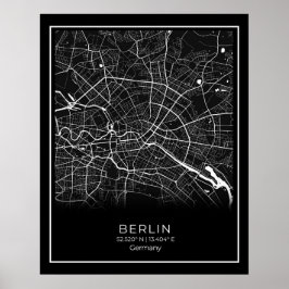 Berlin City Map - Berlin Black Map Poster