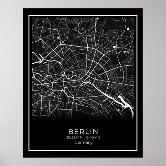 Berlin City Map - Berlin Black Map Poster (Vorne)