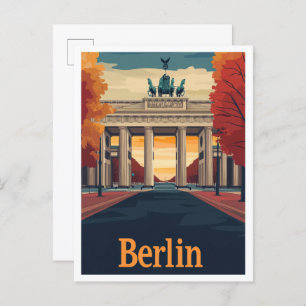 Berlin Deutschland Art Vintage Reise - Illustratio Postkarte