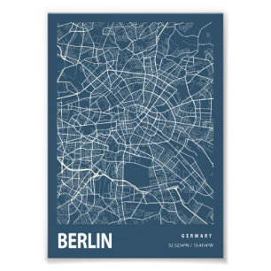 Berlin - Deutschland Blueprint Stadtplan Fotodruck