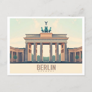 Berlin Deutschland Brandenburg Tor Pastell Travel Postkarte