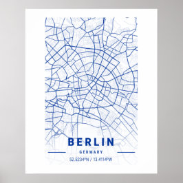 Berlin Deutschland City Map Blue Poster
